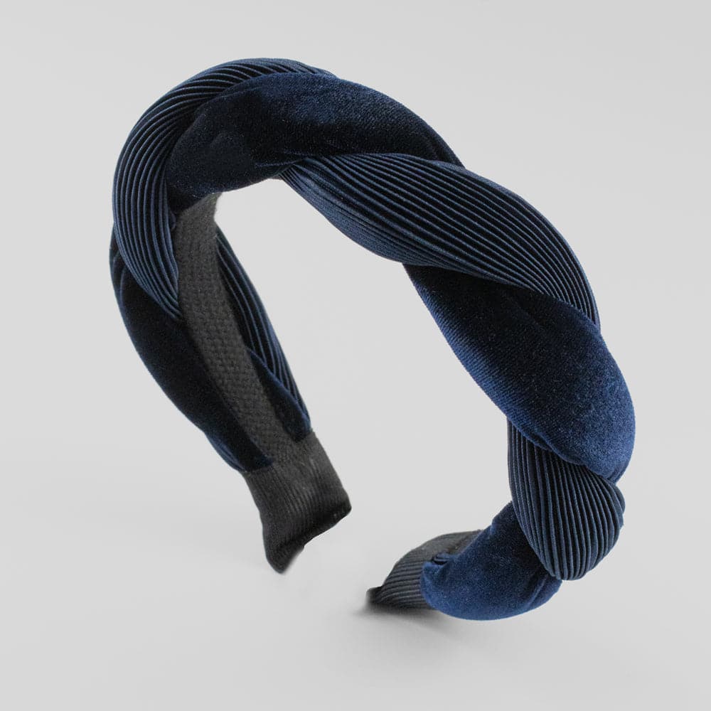 Handmade Velvet Twist Headband Navy at 168澳洲5体彩正规官方平台网站 Accessories