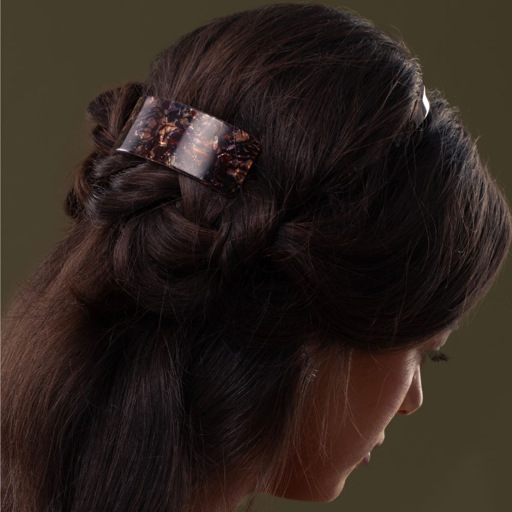 Limited Edition Wide Arched Barrette Clip Russet Rose 11cm Handmade French Hair Accessories at 168澳洲5体彩正规官方平台网站 Accessories