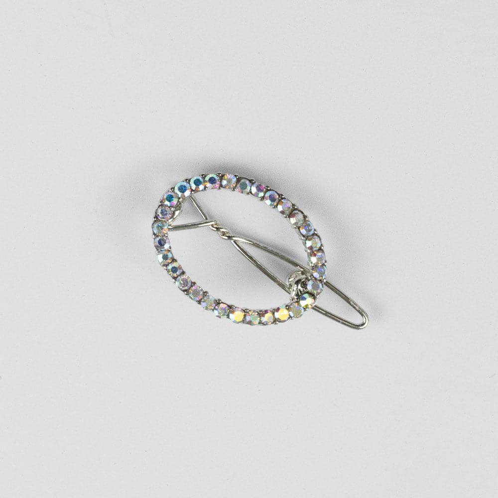 Mini Swarovski Crystal Oval Hair Clip Swarovski Crystal in AB Crystal at Tegen Accessories